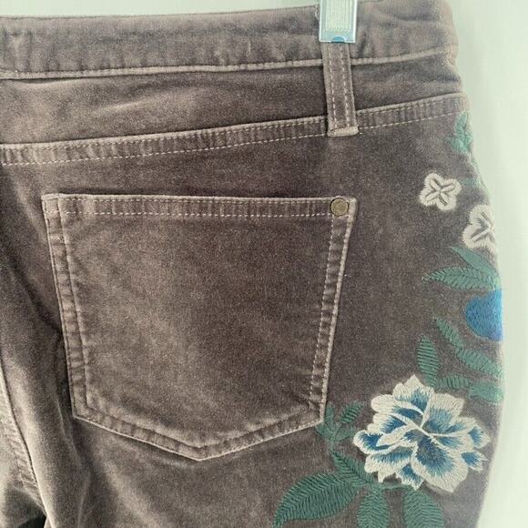 Sundance Velvet‎ Straight Leg Pants Womens Sz 30 Gray Floral Embroidered Cotton - Picture 13 of 14